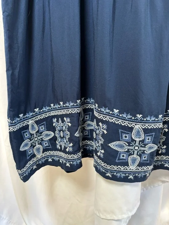 J. Jill Sleeveless Navy Embroidered Midi Dress Women’s XLP - Picture 5 of 9